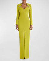 Embellished tailored gown with front slit – Narden